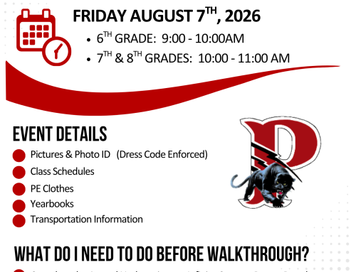 Middle School Walkthrough Information