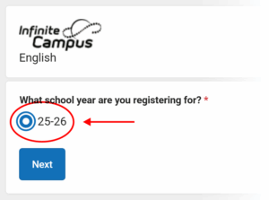 Screenshot of Infinite Campus portal