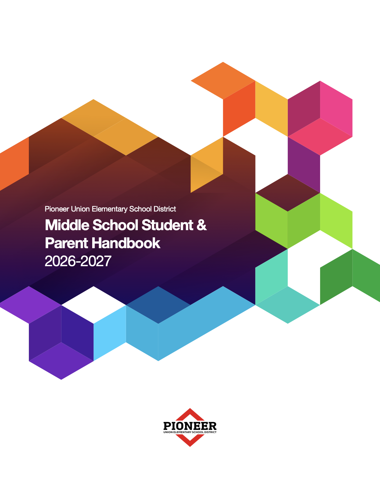 Cover page of Middle School Student & Parent Handbook